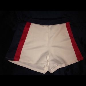 White, red, navy blue shorts